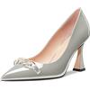 Castamere Donna Alto High Tacco Heel Chunky Blocco a Punta Pumps Slip-on Feste Dress 8.5 CM Heels Grigio Verniciata 39 EU