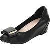 rismart Scarpe con Zeppa Donna Slip on Tacco Basso Elegante Mocassino Pompe Nero,36