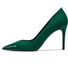HDEUOLM Donna Spillo Alto High Tacco Heel Chiusa a Punta Pumps Slip-on da Matrimonio Sexy Dress Scarpe Verde Scuro 40 EU