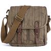 Gootium Borsa a tracolla vintage da uomo in tela a tracolla, Verde militare, 25 cm, Borsa Messenger