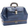 DD Firenze D&D - Borsa medico in vera pelle con vano portastrumenti - Made in Italy (Blu-Marrone)