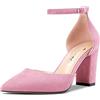 Castamere Donna Chunky Blocco Alto High Tacco Heel a Punta Pumps Cinturino alla Caviglia Fibbia da Matrimonio Feste Sexy 8.5 CM Heels Rosa 41 EU