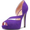 HDEUOLM Donna Spillo Alto High Piattaforma Tacco Heel Aperte sulla Punta Slip-on Sandali da Matrimonio Feste Sexy Dress Scarpe 13 CM Heels Viola 38 EU