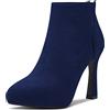 HDEUOLM Donna Spillo Alto High Piattaforma Tacco Heel Chiusa a Punta Stivaletti Slip-on Cerniera Classico 10 CM Heels Scarpe Blu Scamosciato C 40 EU
