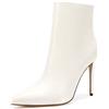 Castamere Stivali Donna Cerniera Polacchine Tacco a Spillo 10CM PU Bianco Scarpe EU 36