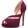 HDEUOLM Donna Spillo Alto High Piattaforma Tacco Heel Aperte sulla Punta Slip-on Sandali da Matrimonio Feste Sexy Dress Scarpe 13 CM Heels Borgogna Rosso 40 EU