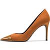 HDEUOLM Donna Spillo Alto High Tacco Heel Chiusa a Punta Pumps Slip-on da Matrimonio Sexy Dress Scarpe Arancione 39 EU
