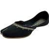 ESHOE ETHNIC Indian Bridal Flats Women - Mojari fatto a mano Slip-On Wedding Punjabi Jutti, Nero , 37 EU