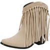 rismart Donna Cowboy Stivaletti Frange Vitello Largo Piccolo Punta Quadrata Western Bootie