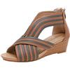 rismart Donna Signora Peep Toe Mid Tacco a zeppa Cinghie Casuale Vestito Sandali
