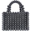 JOPOYOCO Borsa con perle, borsa da donna fatta a mano con perline acriliche, pochette con perle, piccola borsa quadrata per feste da donna, Nero , 19*6*20 cm