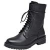 rismart Donna Stivali da Motociclista Pelle Metà Polpaccio Vintage Scarpe da Combattimento