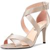 Saekcted Donna Spillo Alto High Tacco Heel Cinturino Incrociato Sandali Aperte sulla Punta Cinturino alla Caviglia da Matrimonio Feste Clear 8 CM Heels Beige Raso 36 EU