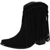rismart Donna Cowboy Stivaletti Frange Vitello Largo Piccolo Punta Quadrata Western Bootie