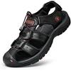 KINHA Sandali da uomo in pelle sandali classici estivi da uomo sandali morbidi e confortevoli sandali da spiaggia uomo scarpe di grandi dimensioni 38-47, Nero , 50 EU