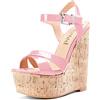 Saekcted Donna Alto High Zeppa Piattaforma Tacco Heel Aperte sulla Punta Cinturino alla Caviglia Sandali Slingback Cute Dress Scarpe 15 CM Heels Rosa 35 EU