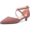HDEUOLM Donna Basso Gattini Tacco Heel Chiusa a Punta Sandali Cinturino alla Caviglia Cinturino Incrociato Fibbia Pumps da Matrimonio Sexy Dress 3.5 CM Heels Scarpe Rosa Scamosciato 42 EU