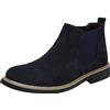 rismart Uomo Caviglia Alto Elastico Rotondo Dito del piede Scamosciato Stivali Chelsea