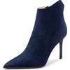 Saekcted Donna Spillo Alto High Tacco Heel a Punta Stivaletti Classico Slip-on Ufficio Feste Stivali 10 CM Heels Blu Navy Scamosciato 35 EU