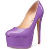 Castamere Donna Spillo Alto High Tacco Heel Piattaforma Rotonda Punta 15 CM Heels Pumps Slip-on da Matrimonio Feste Sexy Scarpe Viola A 37 EU