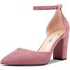Castamere Donna Chunky Blocco Alto High Tacco Heel a Punta Pumps Cinturino alla Caviglia Fibbia da Matrimonio Feste Sexy 8.5 CM Heels Rosa A 37 EU