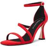 Castamere Donna Medio Tacco Heel Aperte sulla Punta Sandali Cinturino alla Caviglia da Matrimonio Dress 8.5 CM Heels Rosso Scamosciato 36 EU