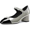 Castamere Medio Chunky Blocco Tacco Heel Rotonda Punta Mary Jane Pumps Ballo Dress 5 CM Heels Grigio 41 EU