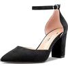 Castamere Donna Chunky Blocco Alto High Tacco Heel a Punta Pumps Cinturino alla Caviglia Fibbia da Matrimonio Feste Sexy 8.5 CM Heels Nero 39 EU
