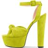 Castamere Donna Alto High Chunky Blocco Piattaforma Tacco Heel Aperte sulla Punta Cinturino alla Caviglia Nodo Fiocco Sandali Verde Lime 39 EU