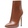 Castamere Polacchine Donna Stivali Cerniera Tacco a Spillo 12CM Marrone Pu Scarpe EU 37