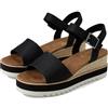 TOMS Sandalo da donna Diana con zeppa, tomaia in pelle, intersuola avvolta in corda, cinturino regolabile, fibbia, soletta OrthoLite, Tela pesante nera, 12 Wide
