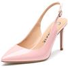 Castamere Scarpe col Tacco Donna Cinturino Regolabile Tacco a Spillo Sandali Moda 8.5CM Pelle Verniciata Rosa Scarpe EU 36