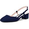 Saekcted Donna Chunky Blocco Basso Gattini Tacco Heel Quadrata Punta Slingback Pumps da Matrimonio Ufficio Dress 3.5 CM Heels Blu Navy 36 EU