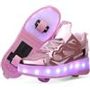 HUSKSWARE Scarpe da Ginnastica per Bambini, Scarpe da Skateboard a Due Ruote, Luce a Cambio Colore Regolabile, Ricarica USB, Universale per Ragazzi e Ragazze,Rosa 30 EU.