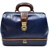 DD Firenze D&D - Borsa Medico Minimal con vano portastrumenti - Made in Italy (blu-marrone)