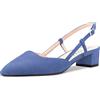 HDEUOLM Donna Basso Chunky Blocco Tacco Heel Chiusa a Punta Sandali Cinturino alla Caviglia Slingback Slip-on Pumps da Matrimonio Sexy Dress 3.5 CM Heels Scarpe Blu Scamosciato 40 EU