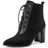 Castamere Donna Lacci Stivali Caviglia Tacco a Blocco Polacchine 7.5CM Medio Tacco Nero Scamosciato Scarpe EU 37