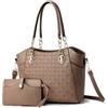 NICOLE & DORIS Borsa Donna Set Borsa a Tracolla con Cerniera Borsa e Portafoglio Borse a Mano Pelle PU Borsetta a Spalla Borse Tote per Lavoro Shopping Viaggi Kaki