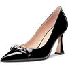 Castamere Donna Alto High Tacco Heel Chunky Blocco a Punta Pumps Slip-on Feste Dress 8.5 CM Heels Nero Verniciata 41 EU