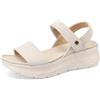 QUEEN HELENA Sandali Sportivi a Strappo con Sottopiede Ortopedico Casual Donna BZ430 (Beige, Sistema Taglie Calzature EU, Adulto, Donna, Numero, Media, 36)