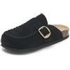 SMajong Zoccoli Uomo Sabot Donna Comode Pantofole in Pelle Ciabatte con Sottopiede in Sughero Scarpa con Fibbia Regolabile al Piede Nero 39 EU
