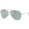 Ray-Ban Occhiali da sole unisex Aviator Reverse (confezione da 1), Argento, 59 mm