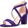 Castamere Donna Chunky Blocco Alto High Tacco Heel Aperte sulla Punta Sandali Cinturino Incrociato Fibbia da Matrimonio Sexy Dress Scarpe Viola 38 EU