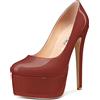Castamere Donna Spillo Alto High Tacco Heel Piattaforma Rotonda Punta 15 CM Heels Pumps Slip-on da Matrimonio Feste Sexy Scarpe Rosso 38 EU