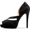 Castamere Donna Spillo Alto High Piattaforma Tacco Heel Aperte sulla Punta Sandali Slip-on da Matrimonio Sexy Scarpe Nero 38 EU
