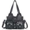 Angel Kiss Piccola borsa a tracolla da donna, in ecopelle lavata con molteplici tasche, borsa a mano con tracolla regolabile