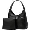 Pocadri Borsa a tracolla da donna, in pelle vegana, elegante, casual, alla moda, grande, morbida, B-nero, Taglia unica