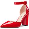 Castamere Donna Alto High Chunky Blocco Tacco Heel a Punta Sandali Cinturino alla Caviglia Clear Two-Piece Pumps 10 CM Heels Rosso 38 EU