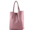 modamoda de - T163 - Ital - Borsa shopper grande con tasca interna in pelle, rosa antico, Large