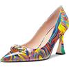 Castamere Donna Alto High Tacco Heel Chunky Blocco a Punta Pumps Slip-on Feste Dress 8.5 CM Heels Multicolore 37 EU